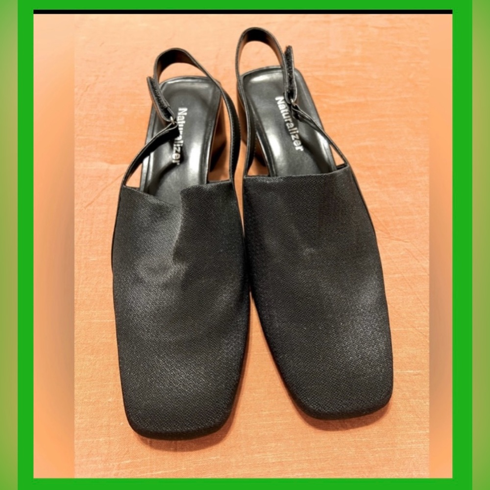 Naturalizer Black Square-Toe Slingback Heels
